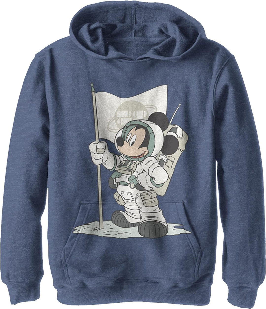 Disney Characters Astro Mickey Boy's Hooded Pullover Fleece, Navy Blue Heather, Small