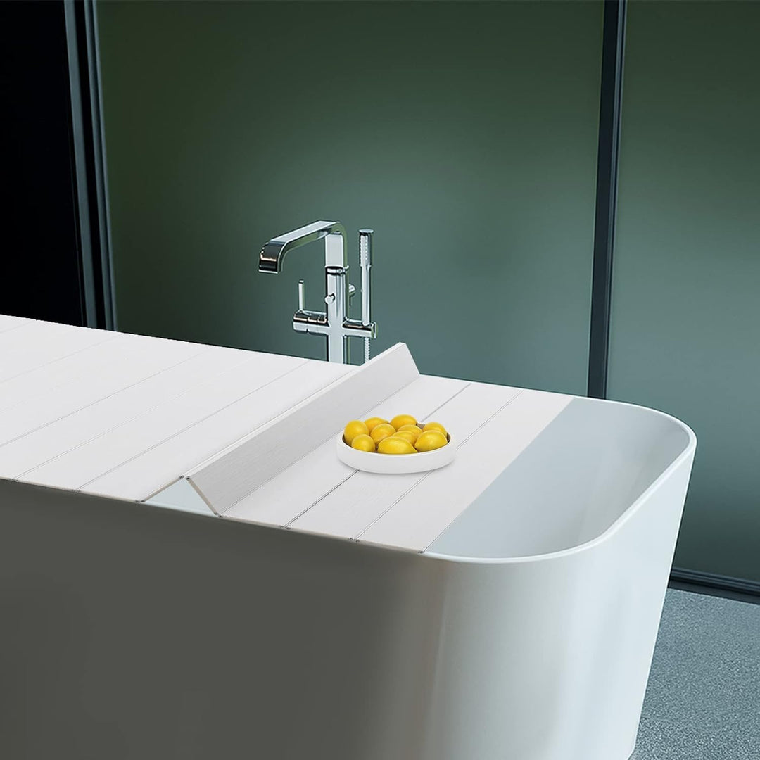 Badewannenablage | Badewannenbretter | Badewanne Abdeckung | Faltbare Badewanne Brett | PVC | Weiss