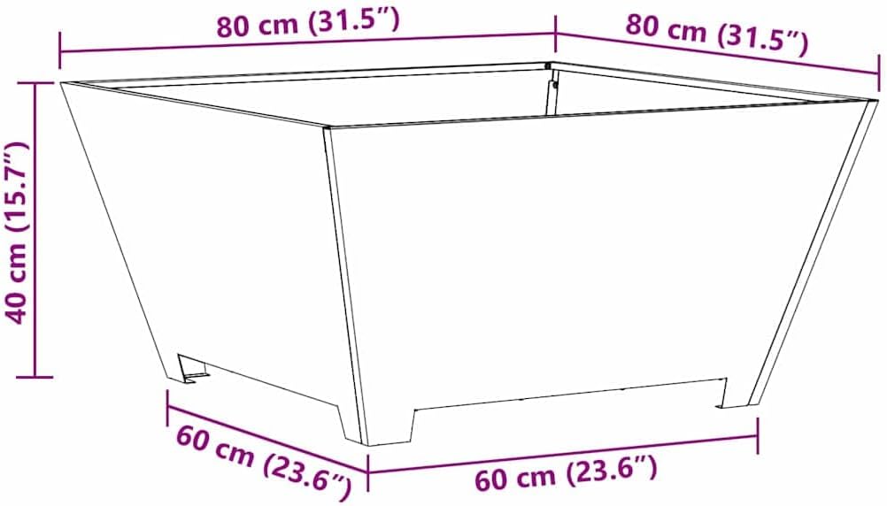 vidaXL Feuerstelle Braun 80 x 80 x 40 cm Wetterfeststahl, Feuerschale für Garten und Terrasse, moder