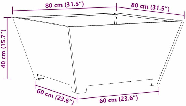 vidaXL Feuerstelle Braun 80 x 80 x 40 cm Wetterfeststahl, Feuerschale für Garten und Terrasse, moder