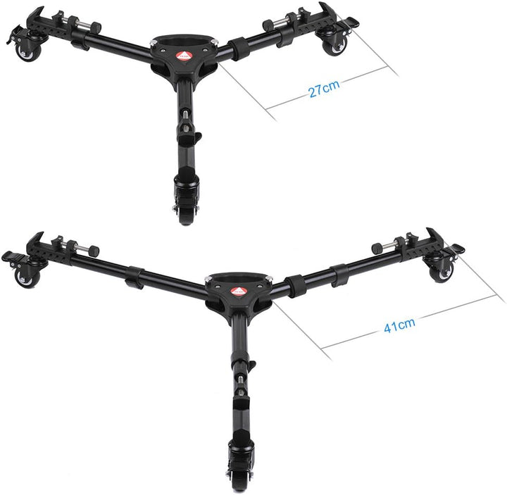 RGBS Photography Professional Heavy Duty Universal Folding Tripod Dolly with Rubber Wheels and Adjus