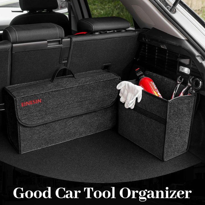 Auto Organizer Toolbag, Kofferraum Organizer aus Filz mit Klett Fixierung, Auto Zubehör für Werkzeug