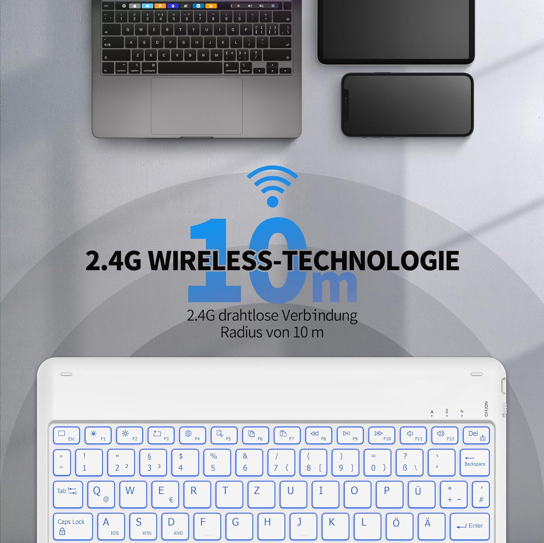 EasyAcc Bluetooth Tastatur, Tastatur kompatibel iPad Air/iPad Pro/iPad 10/10.2/9.7/Samsung/Android,