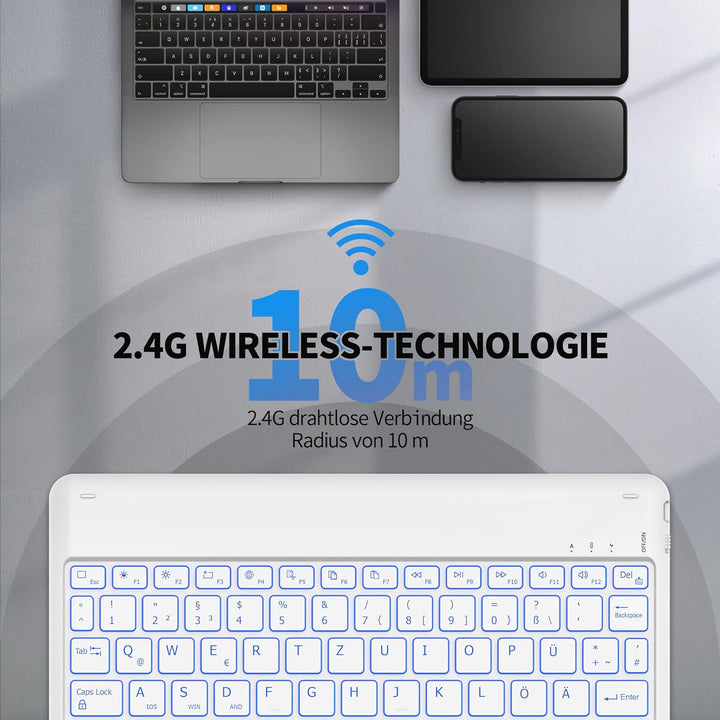 EasyAcc Bluetooth Tastatur, Tastatur kompatibel iPad Air/iPad Pro/iPad 10/10.2/9.7/Samsung/Android,
