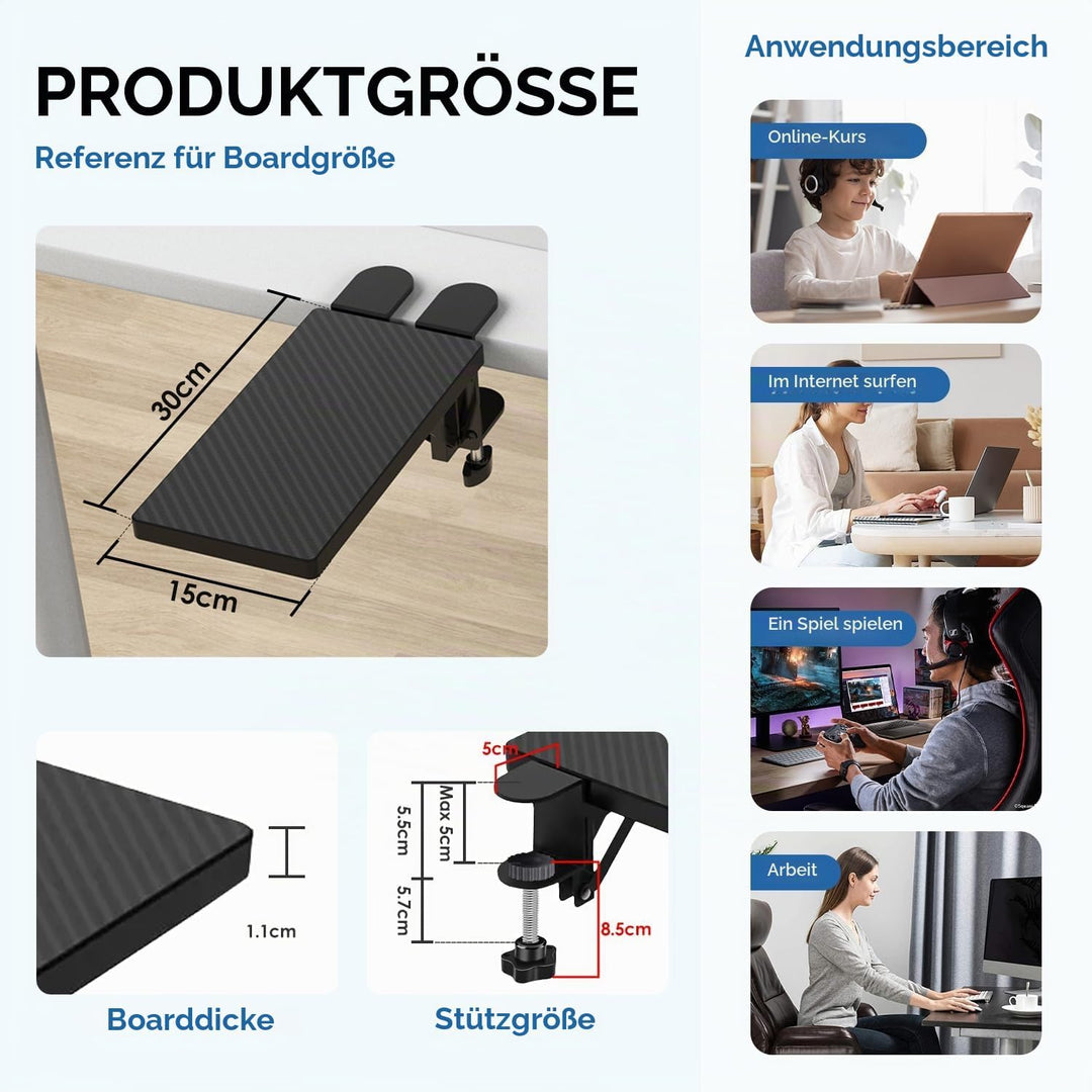 Ergonomische Schreibtisch Verlängerung 30×15cm 90° Faltbare Armauflage Schreibtisch Extender Armlehn