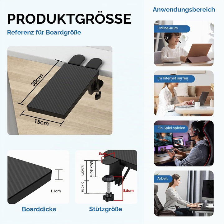 Ergonomische Schreibtisch Verlängerung 30×15cm 90° Faltbare Armauflage Schreibtisch Extender Armlehn