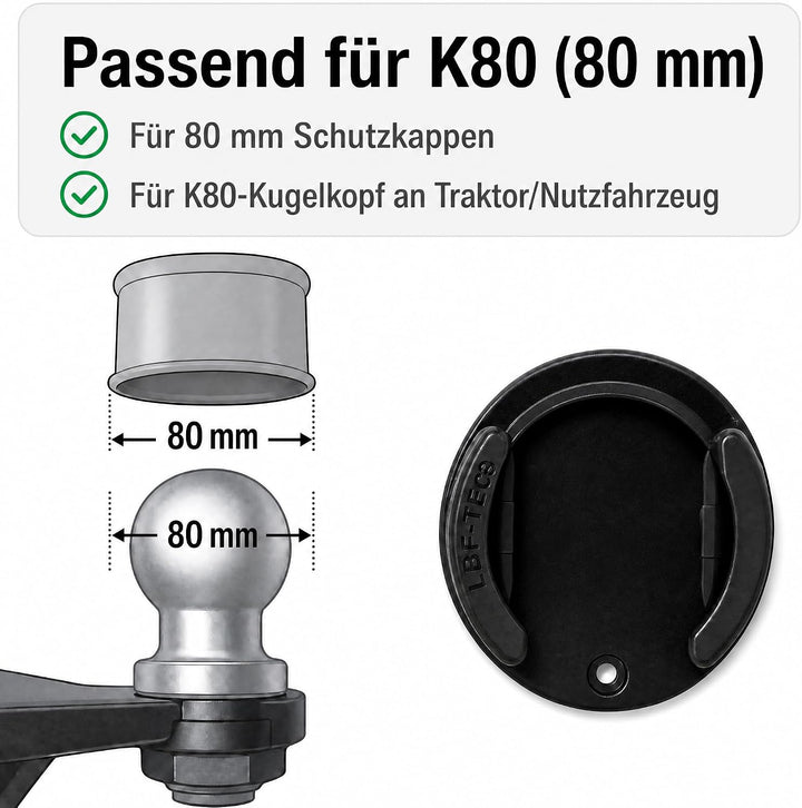 FRUMACO K80 Clip-Halterung für Schutzkappe Anhängerkupplung, Aufbewahrungshalter für 80 mm Kugelkopf