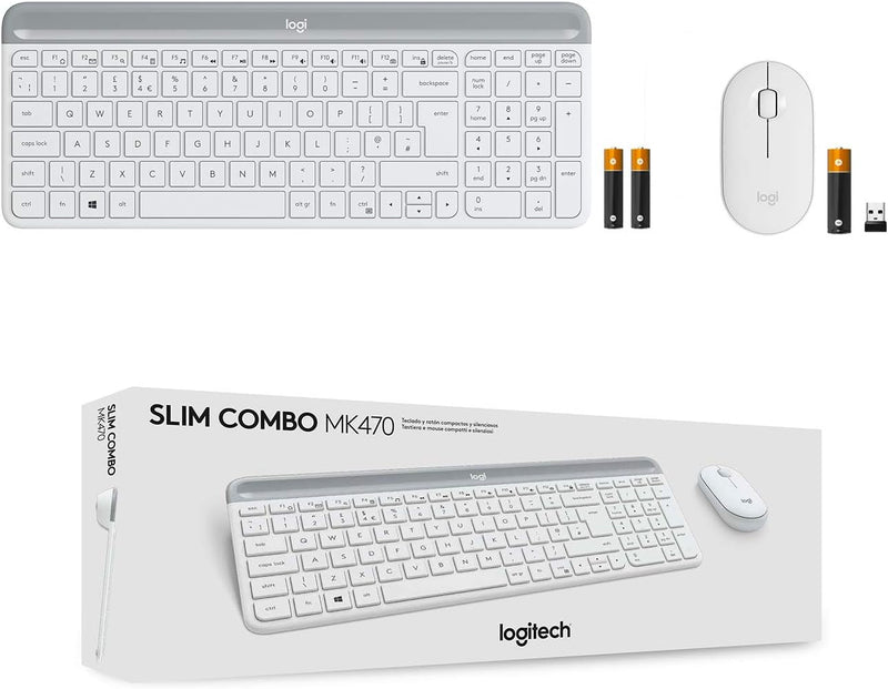 Logitech MK470 Slim Combo Kabelloses Tastatur-Maus-Set, 2.4 GHz Verbindung via Nano-USB-Empfänger, 1