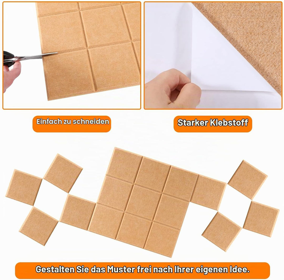 Uoisaiko Grosse Filz Pinnwand Selbstklebend mit 30 Pinnnadeln, 6 Stück 30x30cm Filzboard Memotafeln