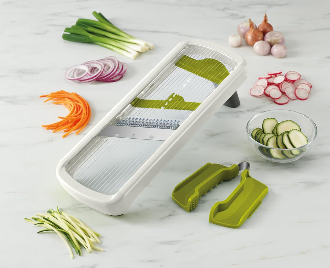 Joseph Joseph Multi-Grip Küchen Mandoline, Verstellbar Frucht Gemüseschneider und zwiebelschneider,