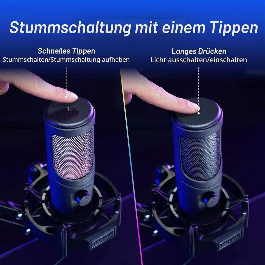 USB Gaming Mikrofon, PC Streaming Mirophone Podcast Brodcasting Mikro, Mic mit Stummschaltung Armstä