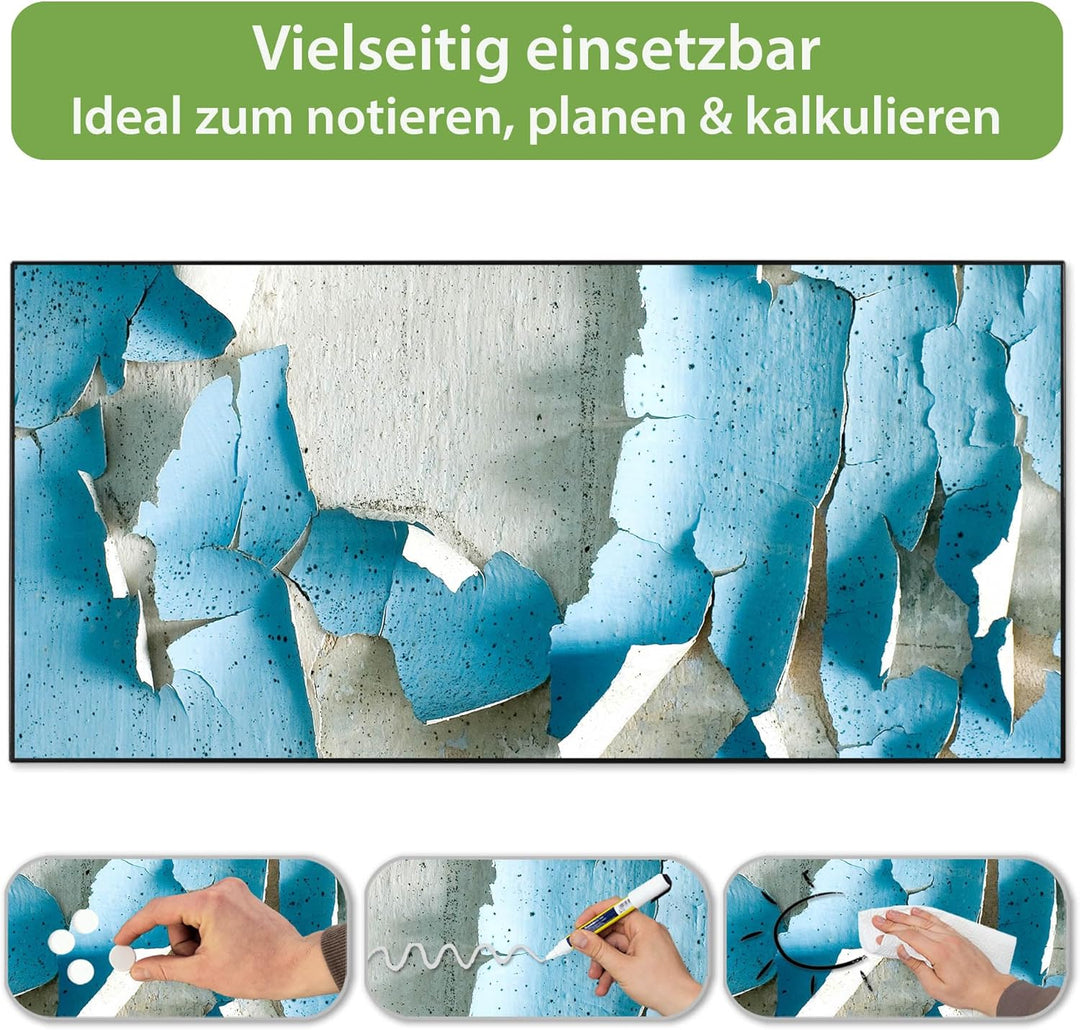 banjado Magnettafel schwarz 78 x 37cm / Magnetwand Metall/Magnetpinnwand als Memoboard/Pinnwand Magn
