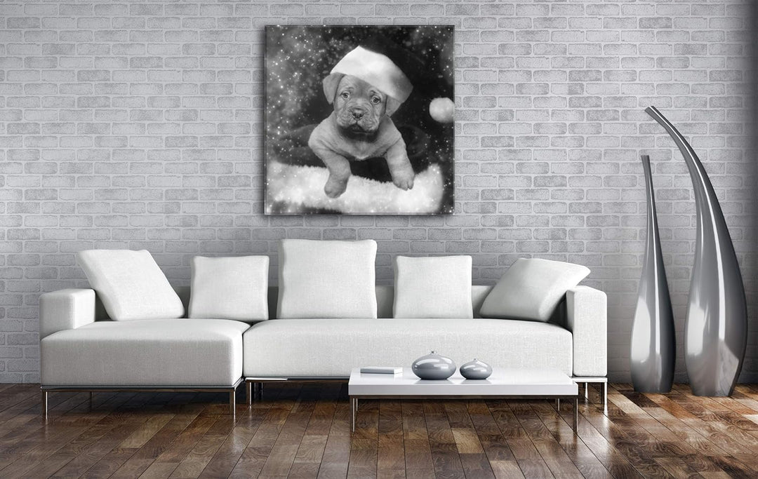 deyoli Tierisches Weihnachten Format: 60x60 Effekt: Schwarz&amp;Weiss als Leinwandbild, Motiv fertig ger
