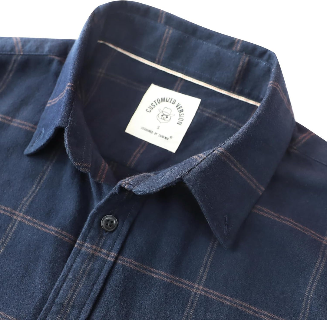 Dubinik® Flanellhemd Herren Kariert Button Down Outdoor Baumwolle Freizeithemden Flanellhemden Herre
