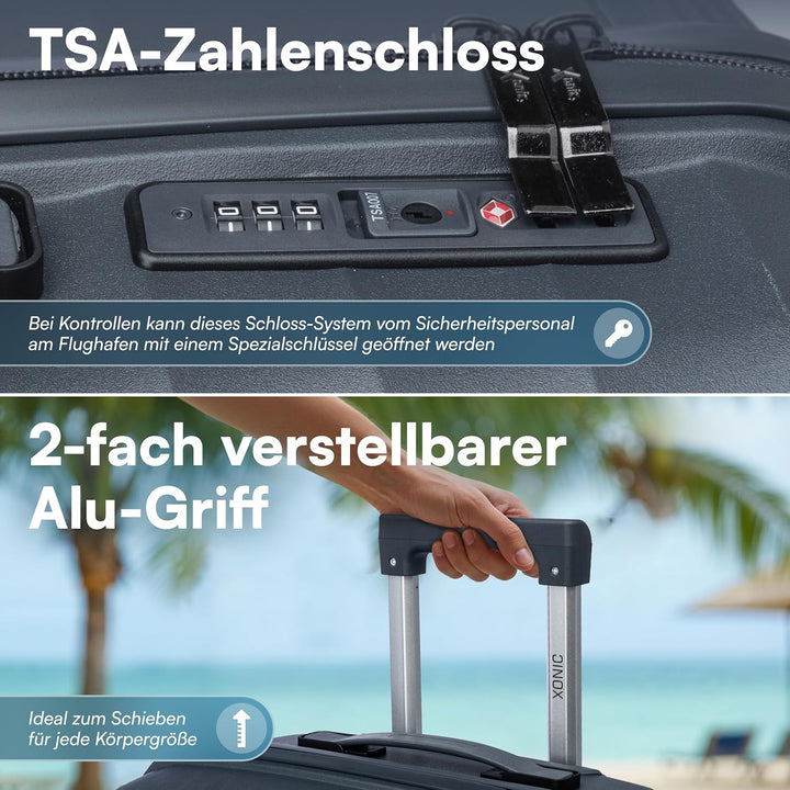 Xonic® Hartschalenkoffer L für 65L - Bruchsicherer Rollkoffer Polypropylen mit 360° Doppelrollen &amp; T