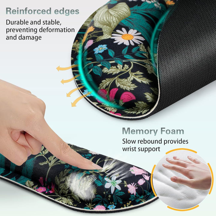 3-in-1 Mousepad Set,Mauspad mit Gelkissen+Handballenauflage Tastatur+Untersetzer,Mauspad XXL mit Rut