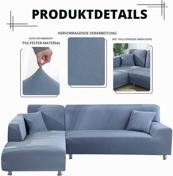 Lydevo Sofabezug Ecksofa L Form Sofa Überwürfe Stretch Sofabezug L Form Rechts oder Links mit Zwei K