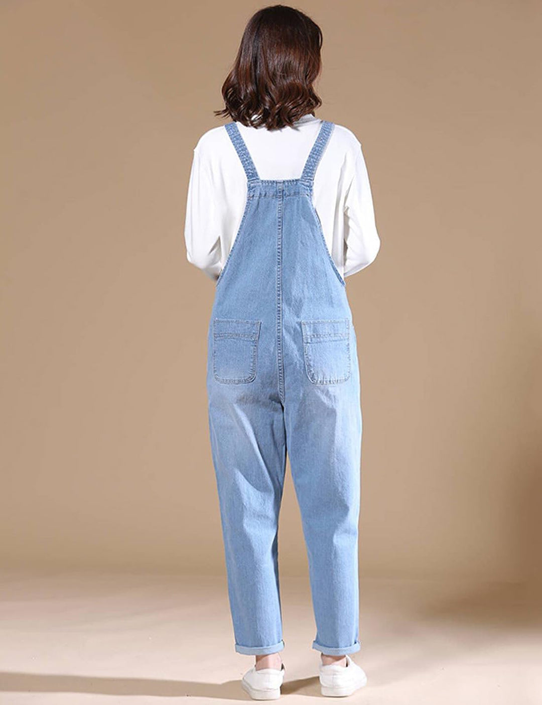 Damen Casual Loose Denim Latzhose Bib Verstellbare Jean Overalls Romper Jumpsuit Harem Hosen, Hellbl