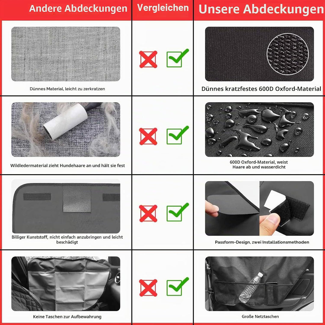 Autotürschutz für Hunde, wasserdicht, kratzfest, mit Netztaschen für Snacks und Spielzeug, Fahrzeugt