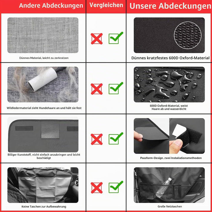 Autotürschutz für Hunde, wasserdicht, kratzfest, mit Netztaschen für Snacks und Spielzeug, Fahrzeugt