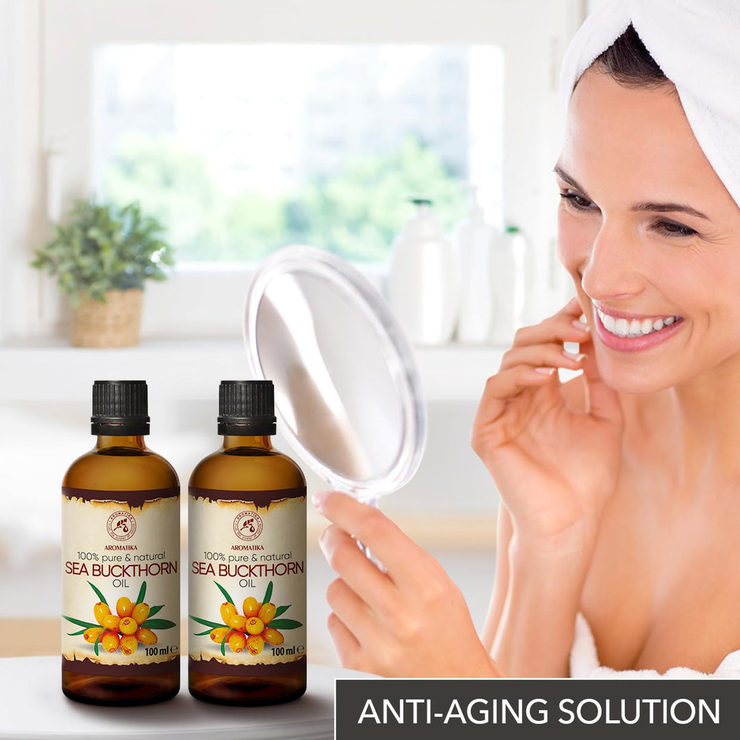Sanddornöl 200ml - Hippophae Rhamnoides - 2x100ml - Kaltgepresst - Sanddorn Öl - Sea Buckthorn Oil -