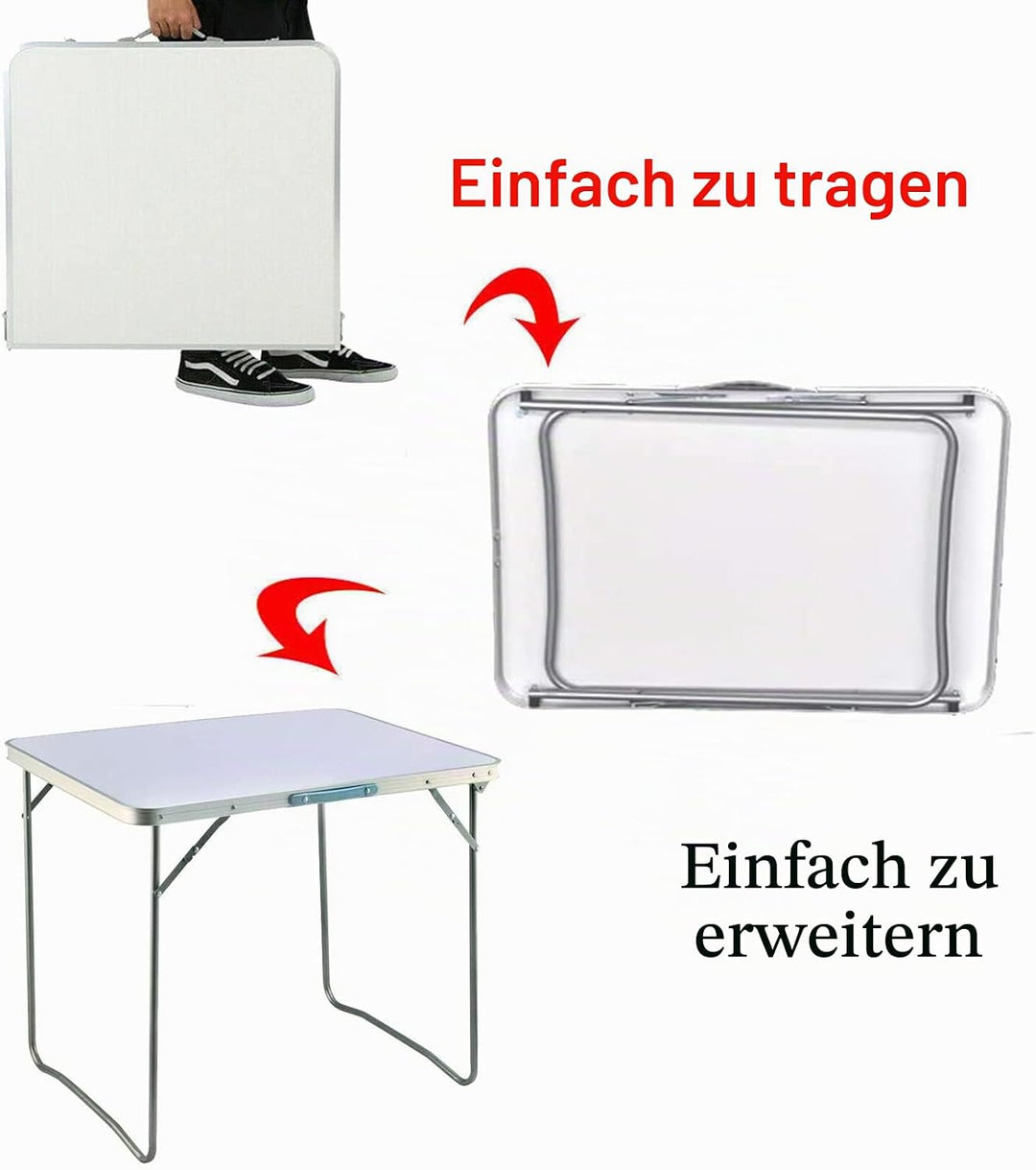 Tragbar Klapptisch Aluminium, Campingtisch Flatbar für Balkon Terrasse Picknick, Esstisch Bürotisch