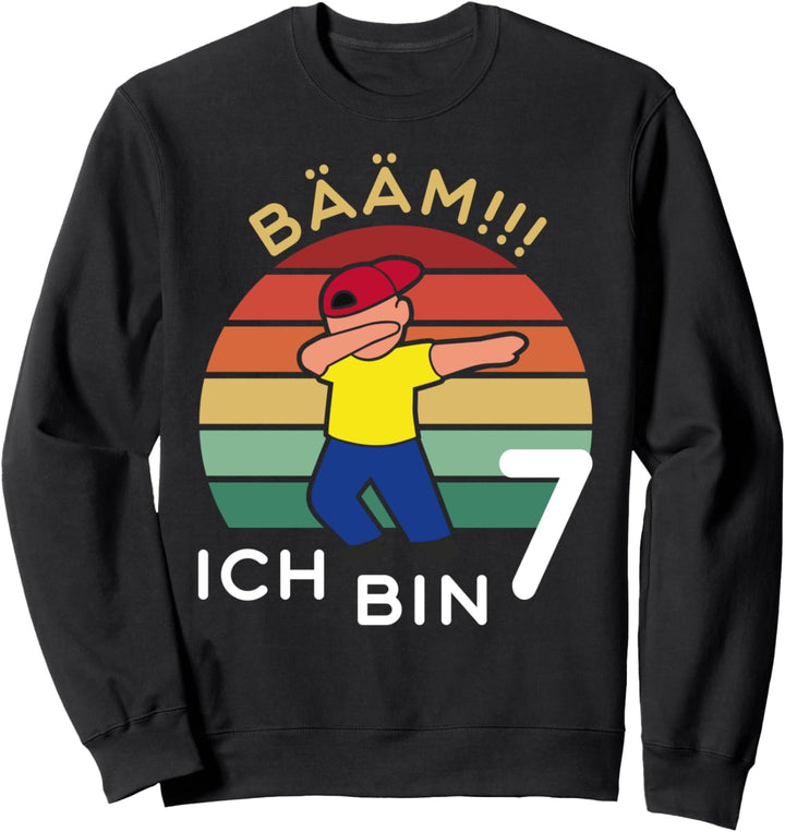 Dabbing Bääm Cool Ich Bin 7 Jahre Deko Junge 7. Geburtstag Sweatshirt