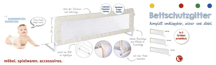 roba Bettschutzgitter "Klipp-Klapp", klappbares Bettgitter für Babys & Kinder, Rausfallschutz 135 cm