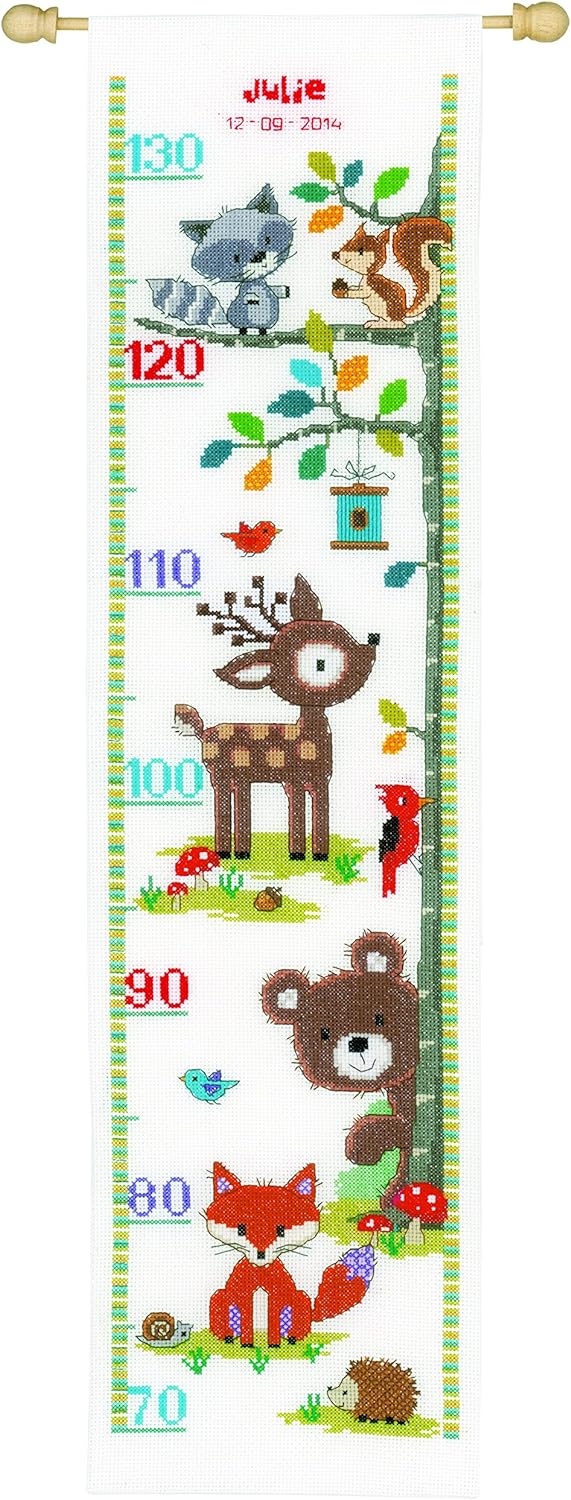 Vervaco Zählmusterpackung Tiere des Waldes II Aida Kreuzstickpackung zum Auszählen, weiss, 18 x 70 x