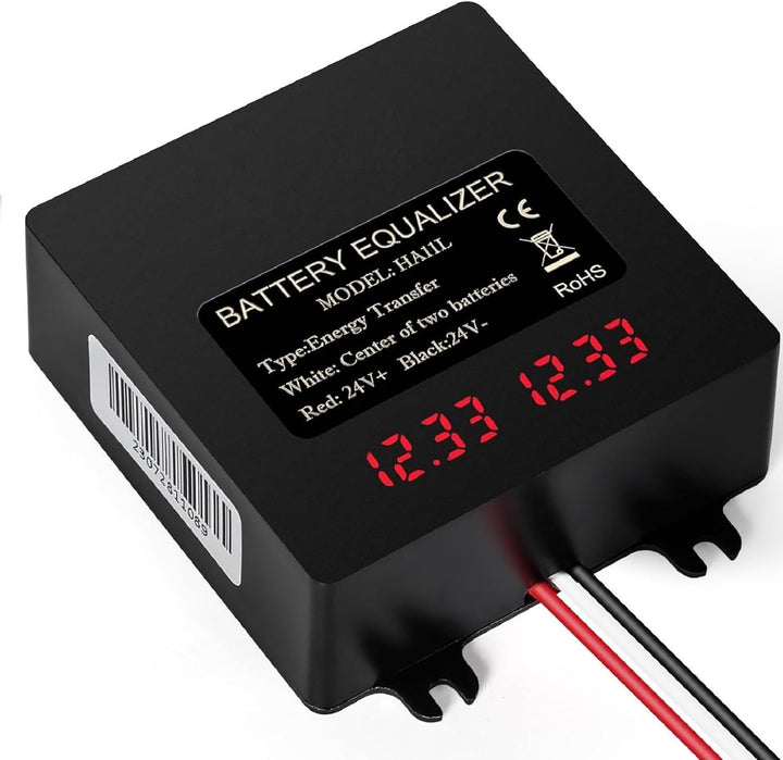 DEWIN Batterie-Balancer, Batterie-Equalizer 24V Digitalanzeige 2 x 12V Batterie-Balancer for Blei-Sä