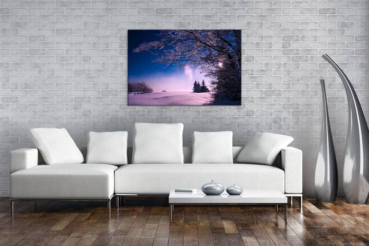 deyoli Eisige Winterlandschaft Format:75x50 cm als Leinwandbild, Motiv fertig gerahmt auf Echtholzra