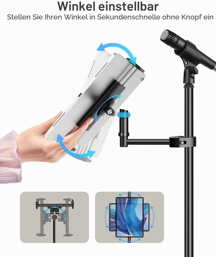 elitehood Neueste Aluminium iPad Halterung Mikrofonständer, Seite Tablet Halter Mic Ständer, Verstel