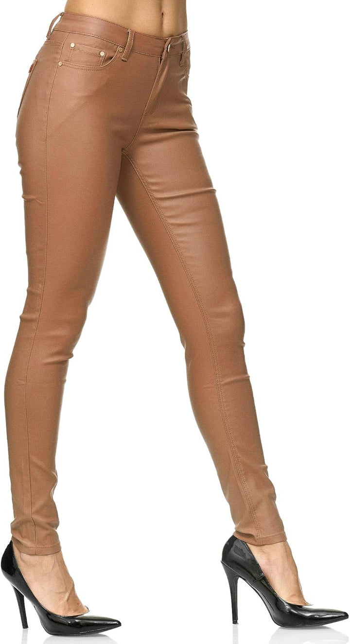 Elara Damen Hose Kunstleder Push Up Effekt Chunkyrayan 34 Slim Braun Fällt Eine Nummer Kleiner aus,