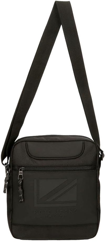 Pepe Jeans Bromley LDN Umhängetasche für Tablets, Schwarz, 23 x 27 x 7 cm, Polyester mit Details aus