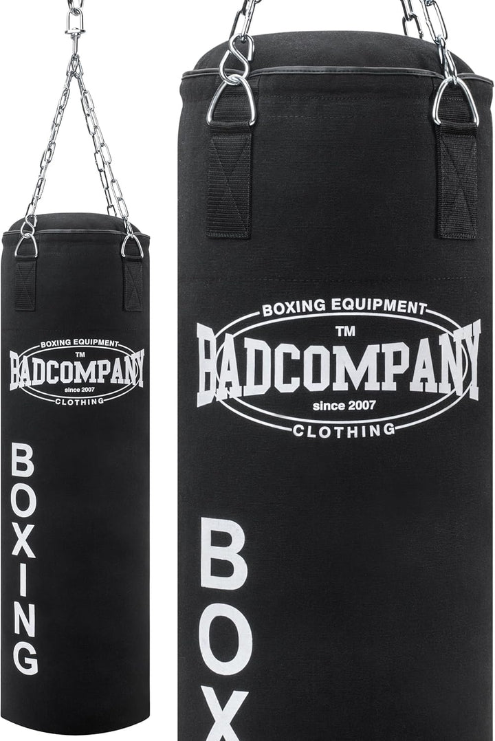Bad Company Boxsack inkl. Heavy Duty Stahlkette I Canvas Punching Bag, gefüllt/ungefüllt I 80 x 30 c