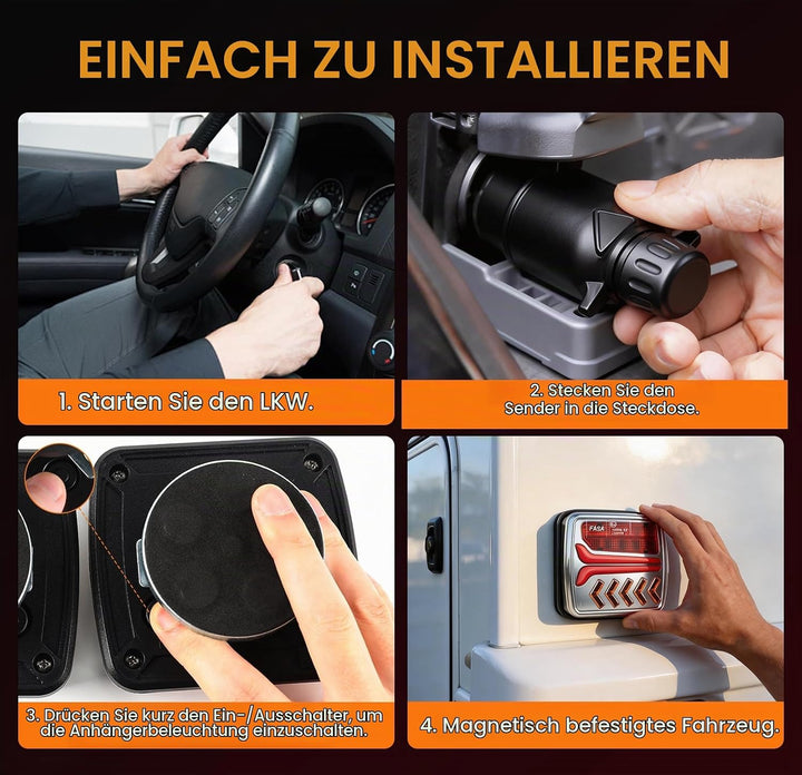 Kabellose LED Rücklichter Anhänger Set, 12V Dynamische Anhänger Rücklichten, Rücklicht Auto Wohnwage