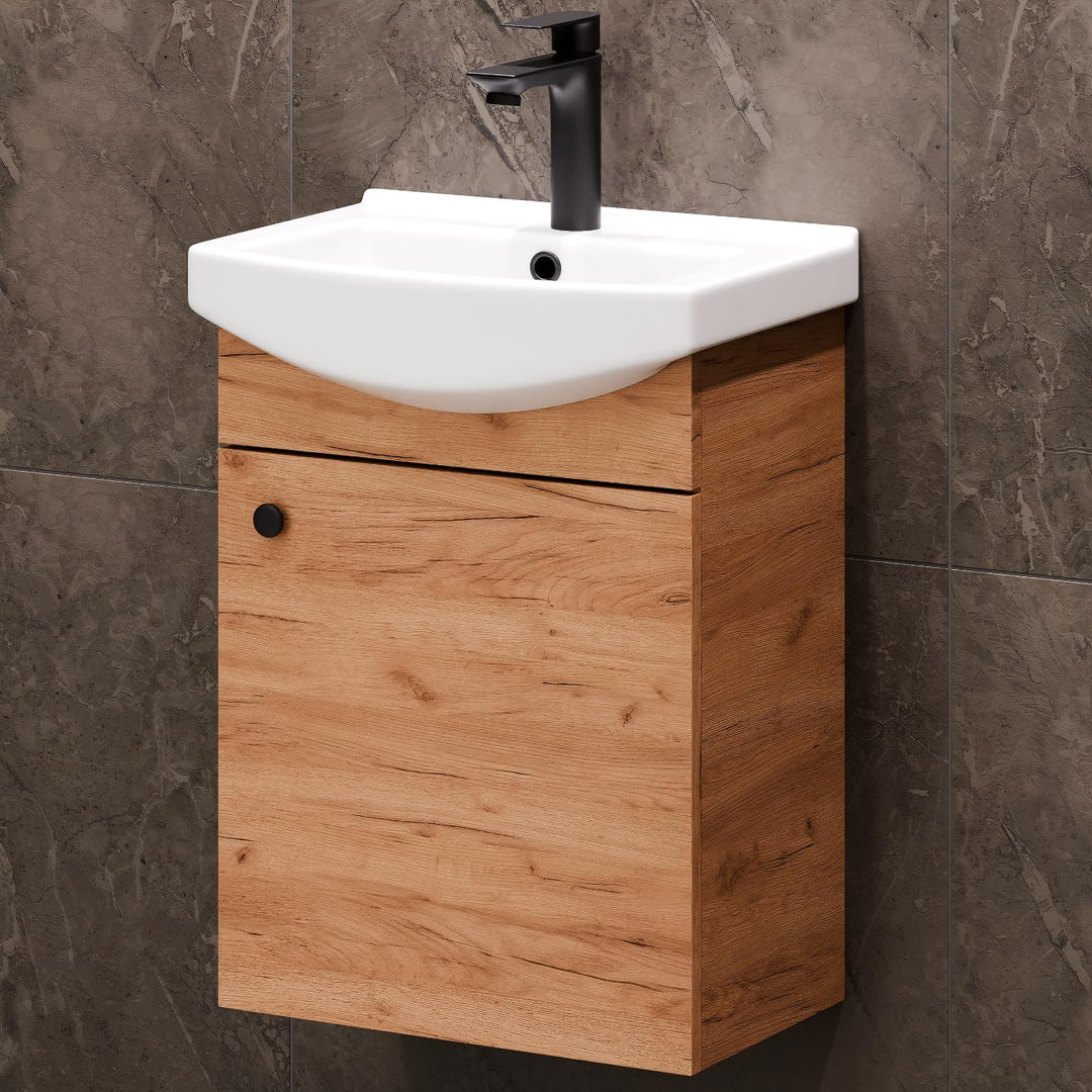 Planetmöbel Waschtischunterschrank 45cm Gold Eiche Ohne Wasserhahn Gold Eiche, Ohne Wasserhahn Gold