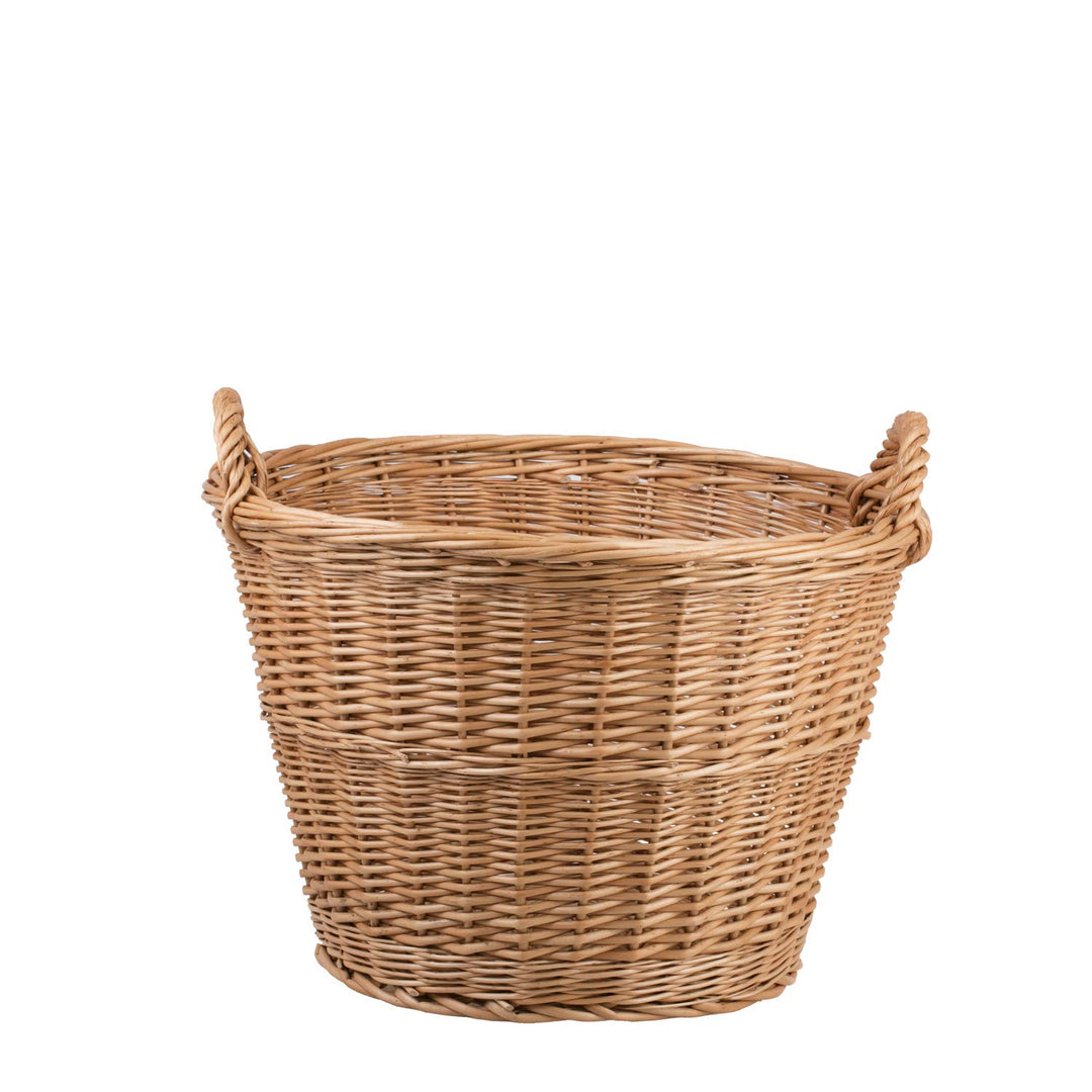 Baguettekorb mit Tragegriffen, Gartenkorb aus Weide, Vollweidener Gartenkorb, Kaminkorb aus Weide, n