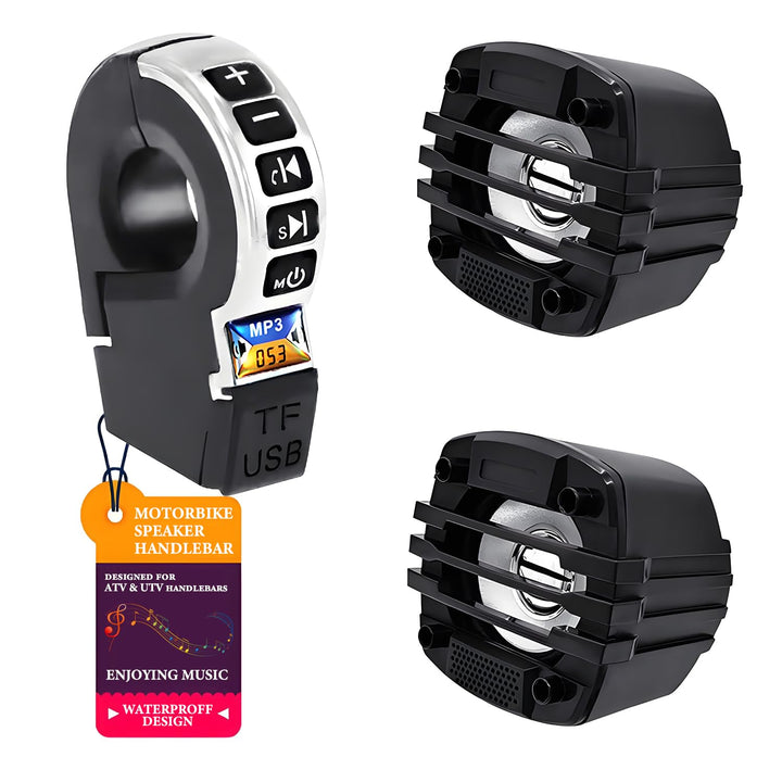 Motorrad-Lenkerlautsprecher mit Bluetooth, FM-Radio, Bedientaste, 12 V | Wasserfestes Stereo-System