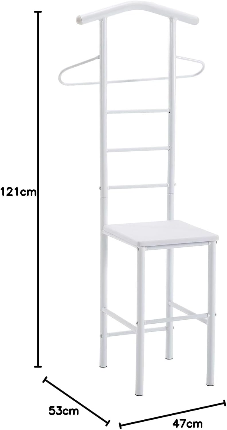 CARO-Möbel Herrendiener JIVO Kleiderständer Garderobenständer im 2er-Set, Metall Weiss und MDF in We