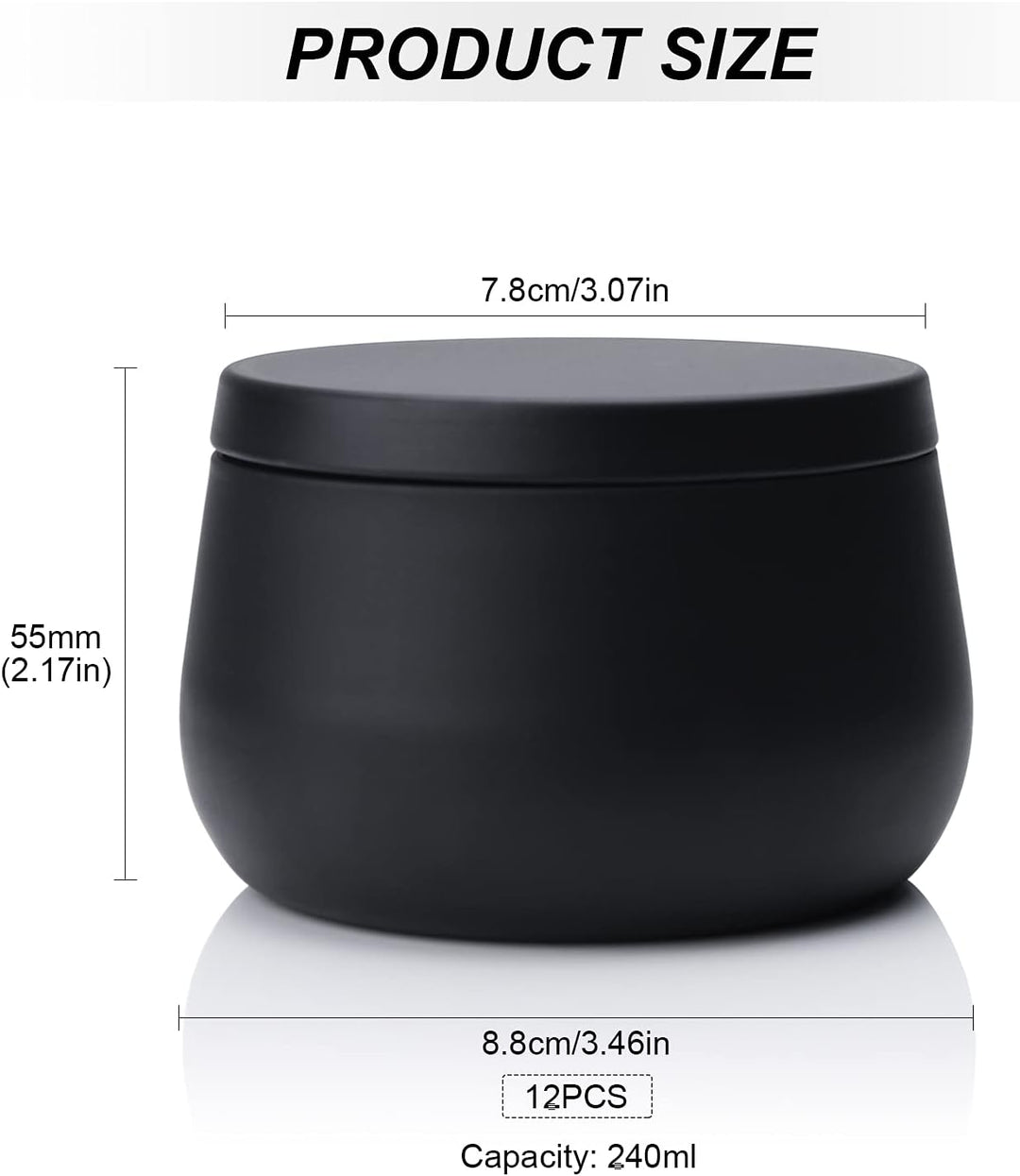 Gukasxi Leere Kerzendosen aus Metall, 12 Stück 8OZ (240ml) Kerzendosen für die Kerzenherstellung, Sc