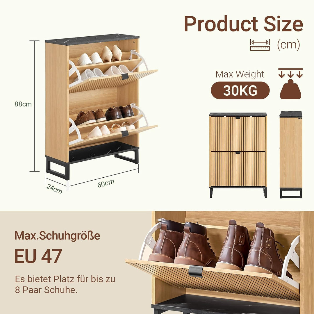 SoBuy Schuhschrank schmal schuhkipper – platzsparendes Schuhregal mit Klappen für Flur &amp; Kommode – m