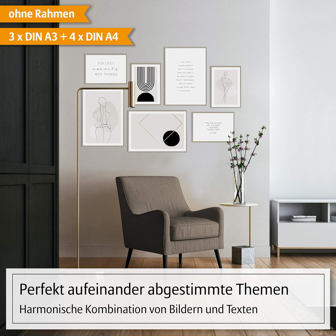 Hyggelig Home Premium Poster Set - 7 passende Bilder im stilvollen Set - Collage Bild Wand Deko - Se