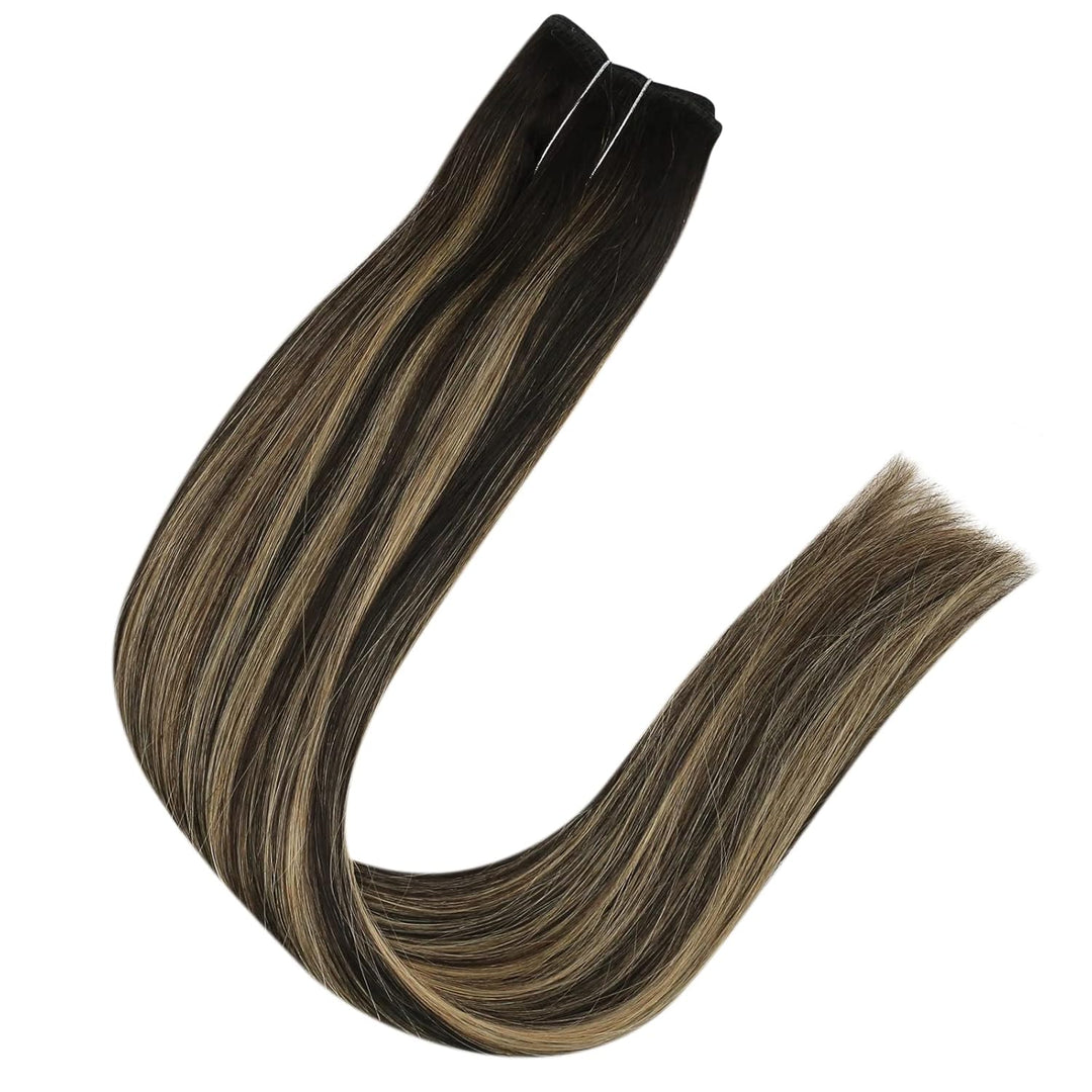 Fshine Draht Extensions Echthaar Natürlich Schwarz Gemischt Karamellblond 30 cm 70 g Secret Extensio
