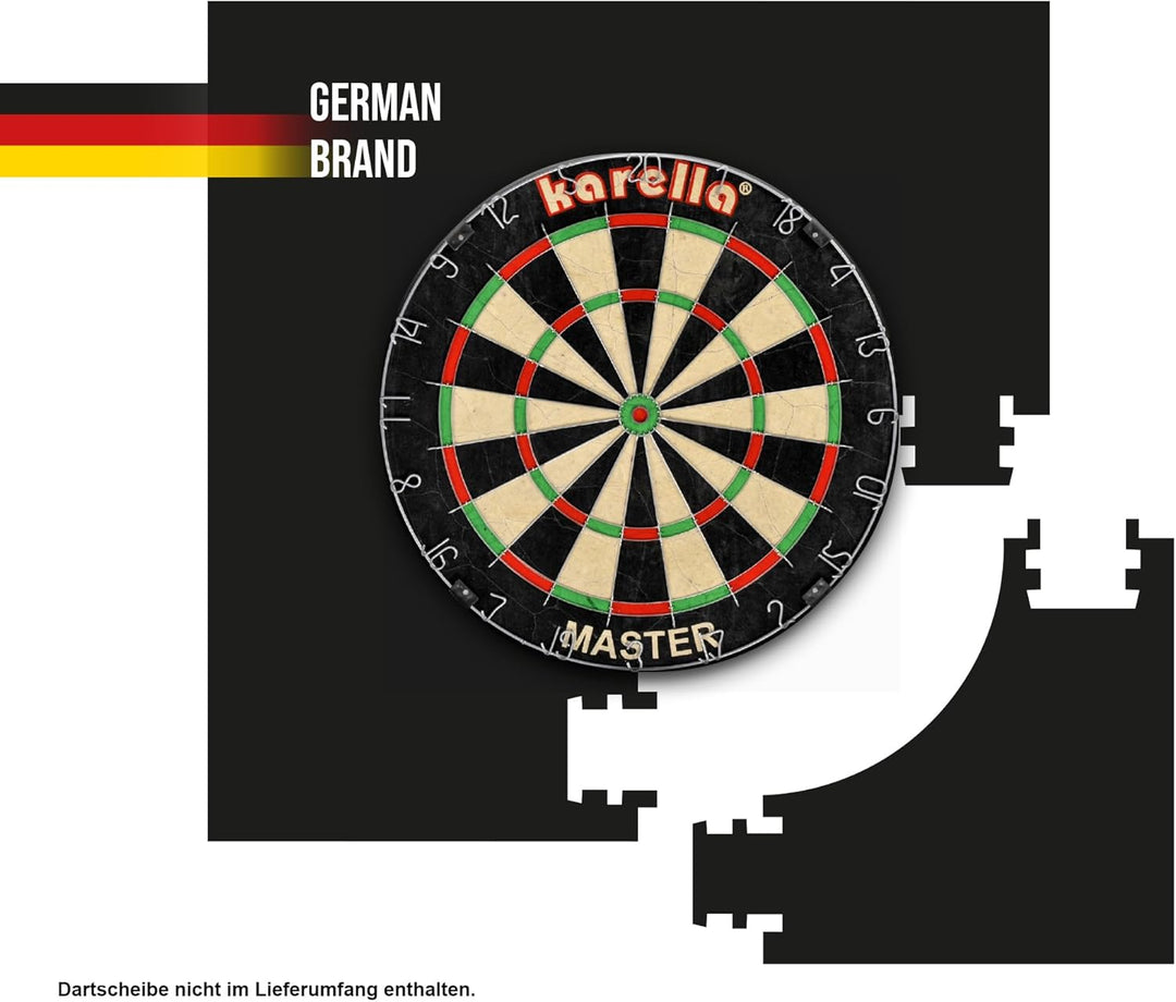 Karella Surround Quadro, 4-teilig Eva, Dartboard Catchring, Auffangring für alle Dartscheiben, schwa