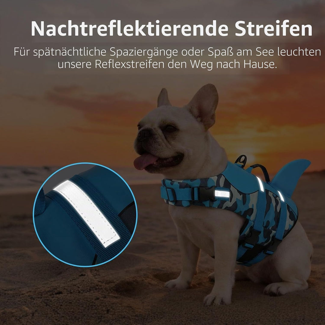 CITÉTOILE Schwimmweste Hunde Hai, Leicht und Sicher für Wassersport, hundeschwimmweste mit Griff und