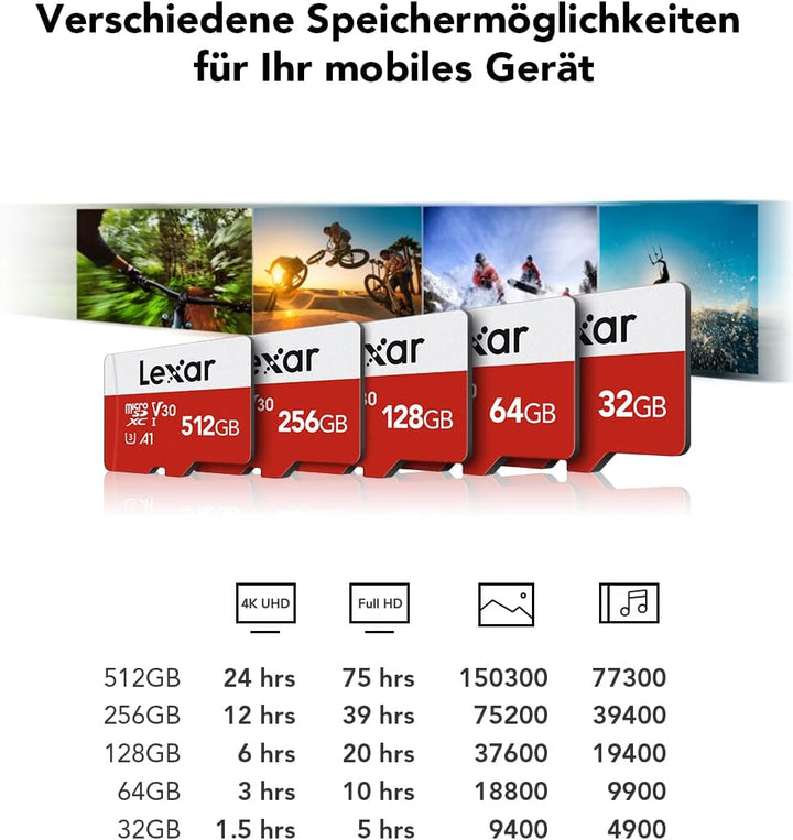 Lexar Micro SD Karte 32GB 2er Pack, Speicherkarte Micro SD mit SD Adapter, Bis zu 100 MB/s Lesegesch