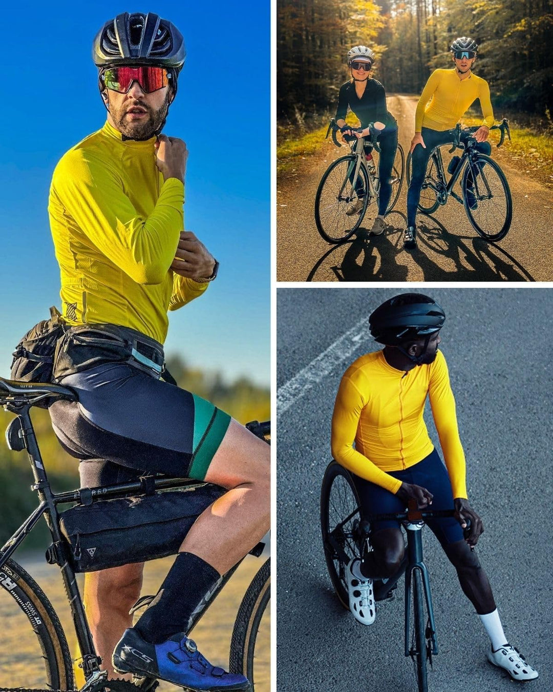 Wulibike Radtrikot Herren Langarm - Rennrad Trikot Herren Reissverschluss mit Taschen, Sommer Atmung
