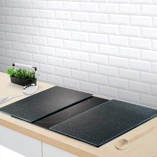 Zeller 26255 Herdabdeck-/Schneideplatten Granit, 2-er Set, Glas, anthrazit 52 x 30 x 0.8 cm ca. 30x5