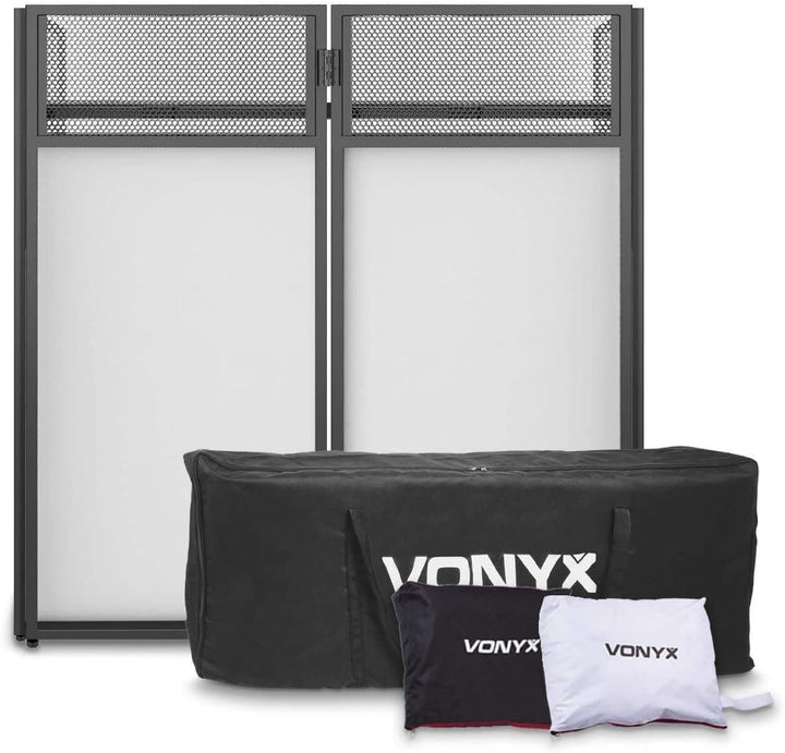 Vonyx DB4 Pro - DJ Tisch, faltbares DJ Pult mobil und klappbar, DJ Booth mit weisser und schwarzer V